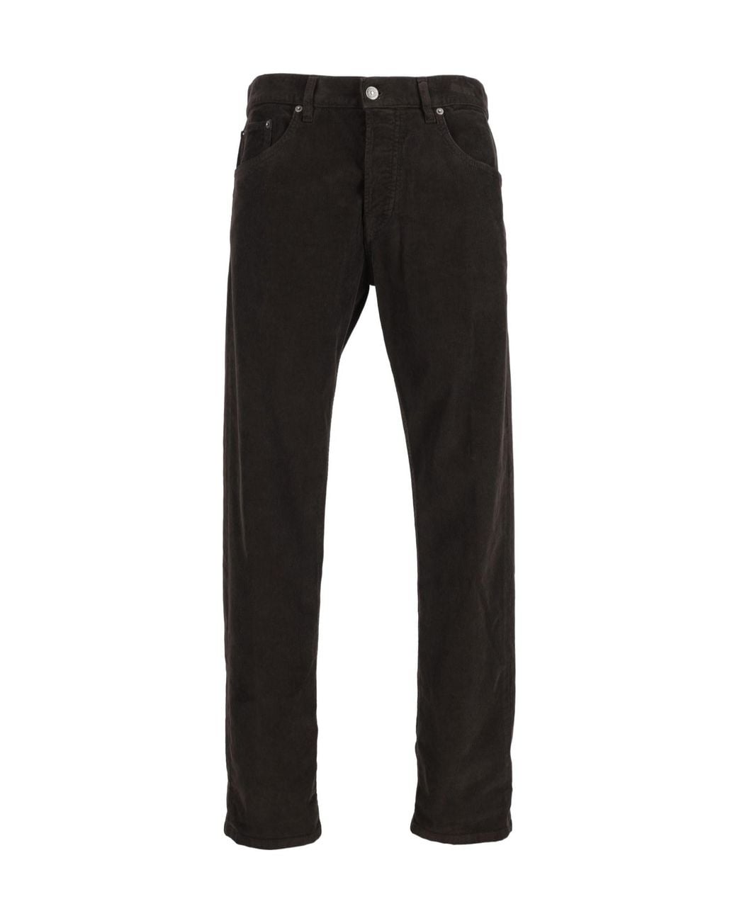 Dondup Black Turn-Up Hem Corduroy Trousers for men