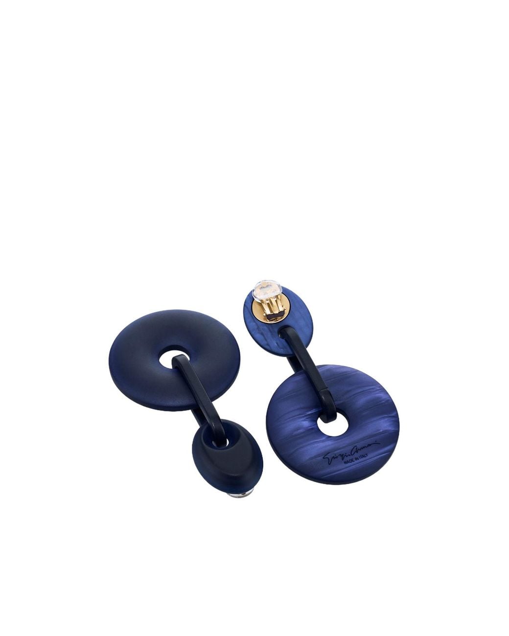 Giorgio Armani Blue Disc Drop Earrings