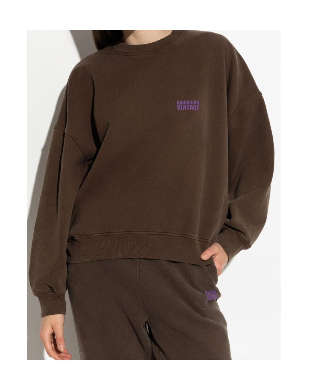 American Vintage Brown Plizzy Logo Sweatshirt