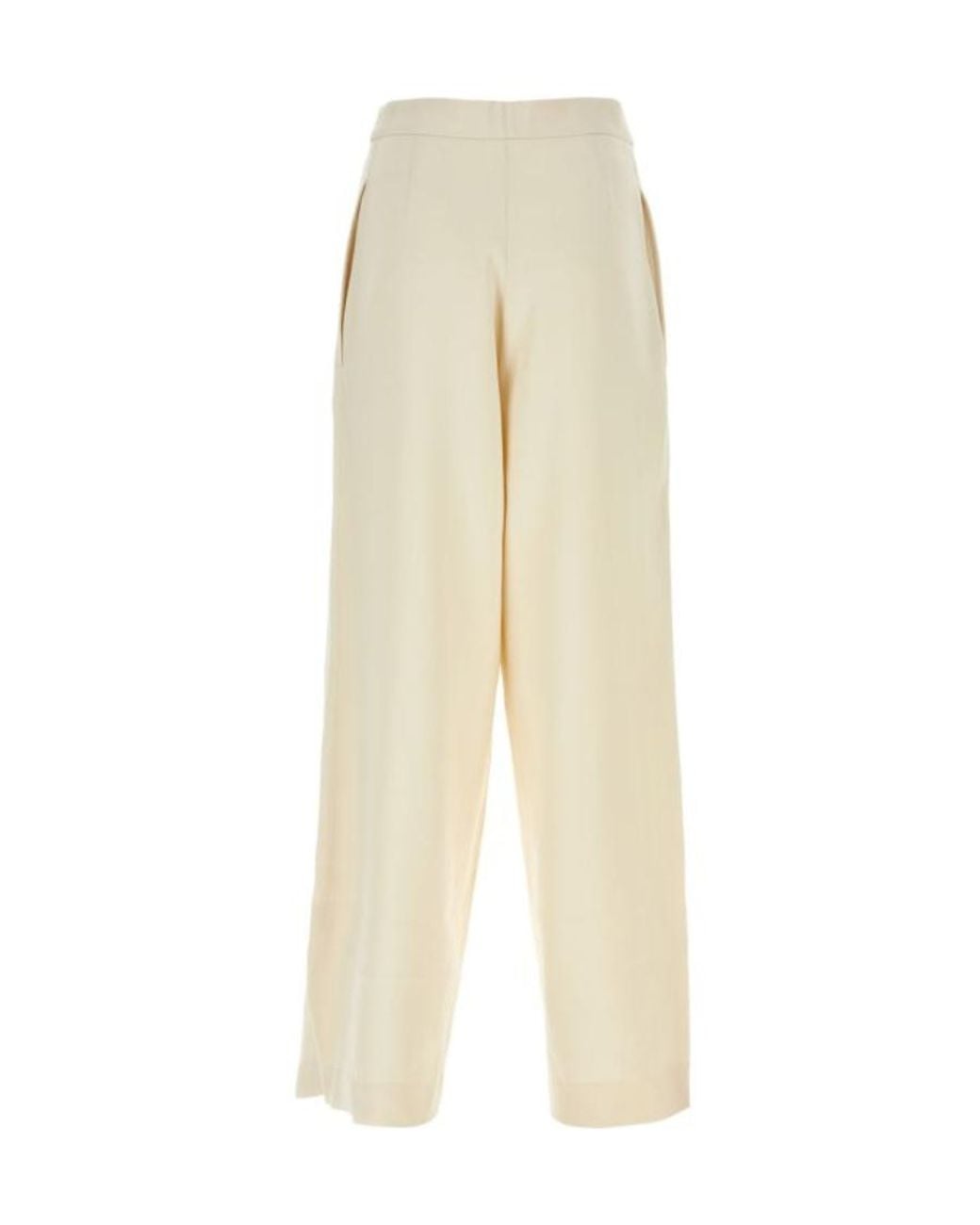 AMI Natural Ami Ivory Viscose Blend Wide-Leg Pant