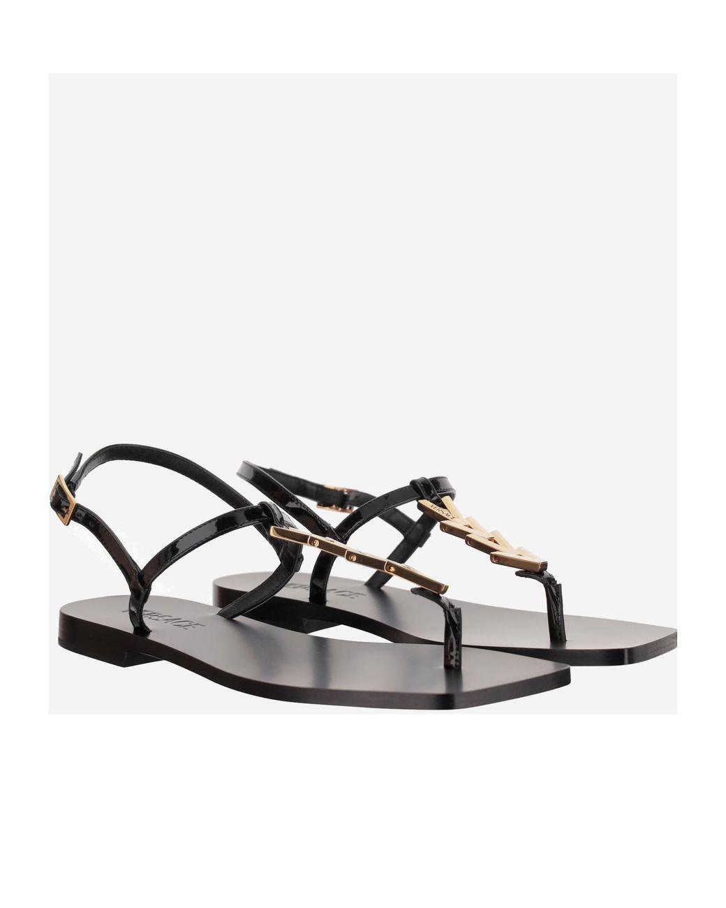 Versace White V-Chain Square-Toe Sandals