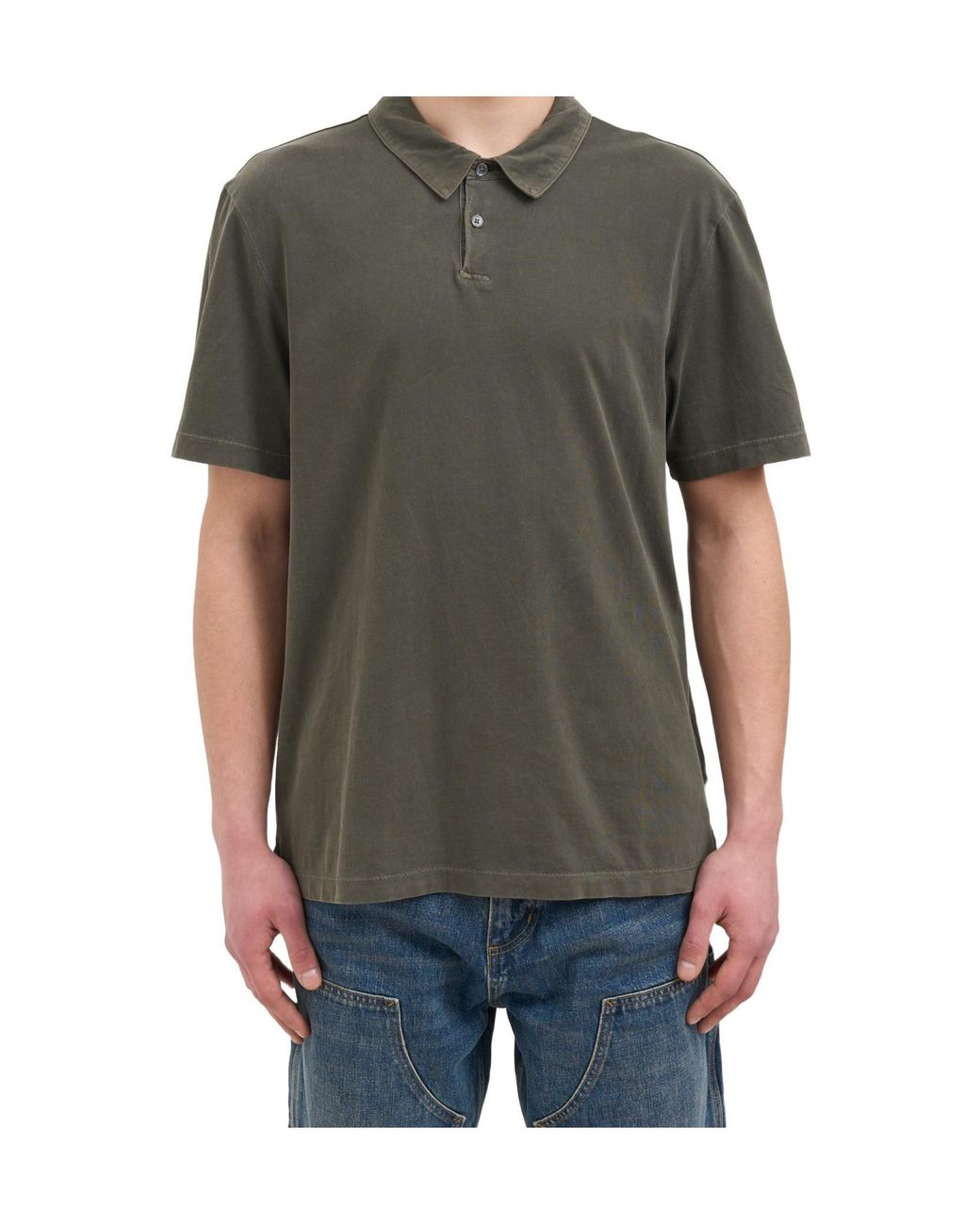 James Perse Gray Button-Down Short-Sleeved Polo Shirt for men