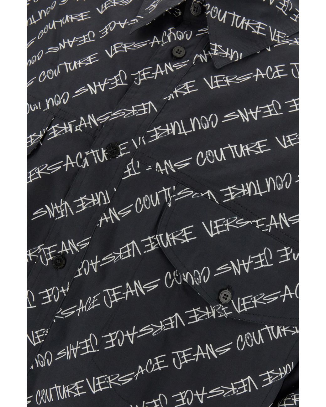 Versace Jeans Gray Logo-Print Cotton Shirt for men