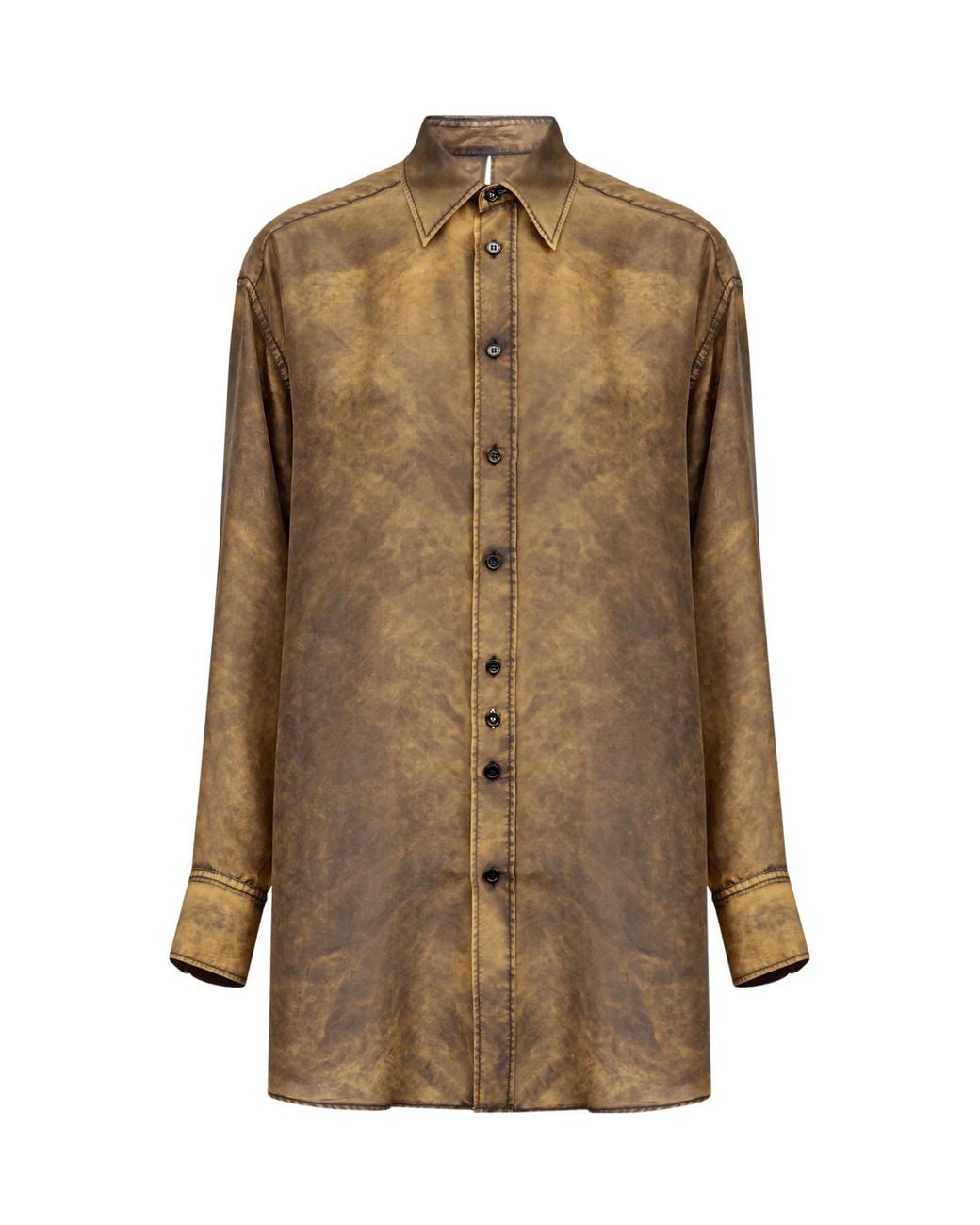 MM6 by Maison Margiela Brown Cut-Out Detailed Tie-Dye Shirt