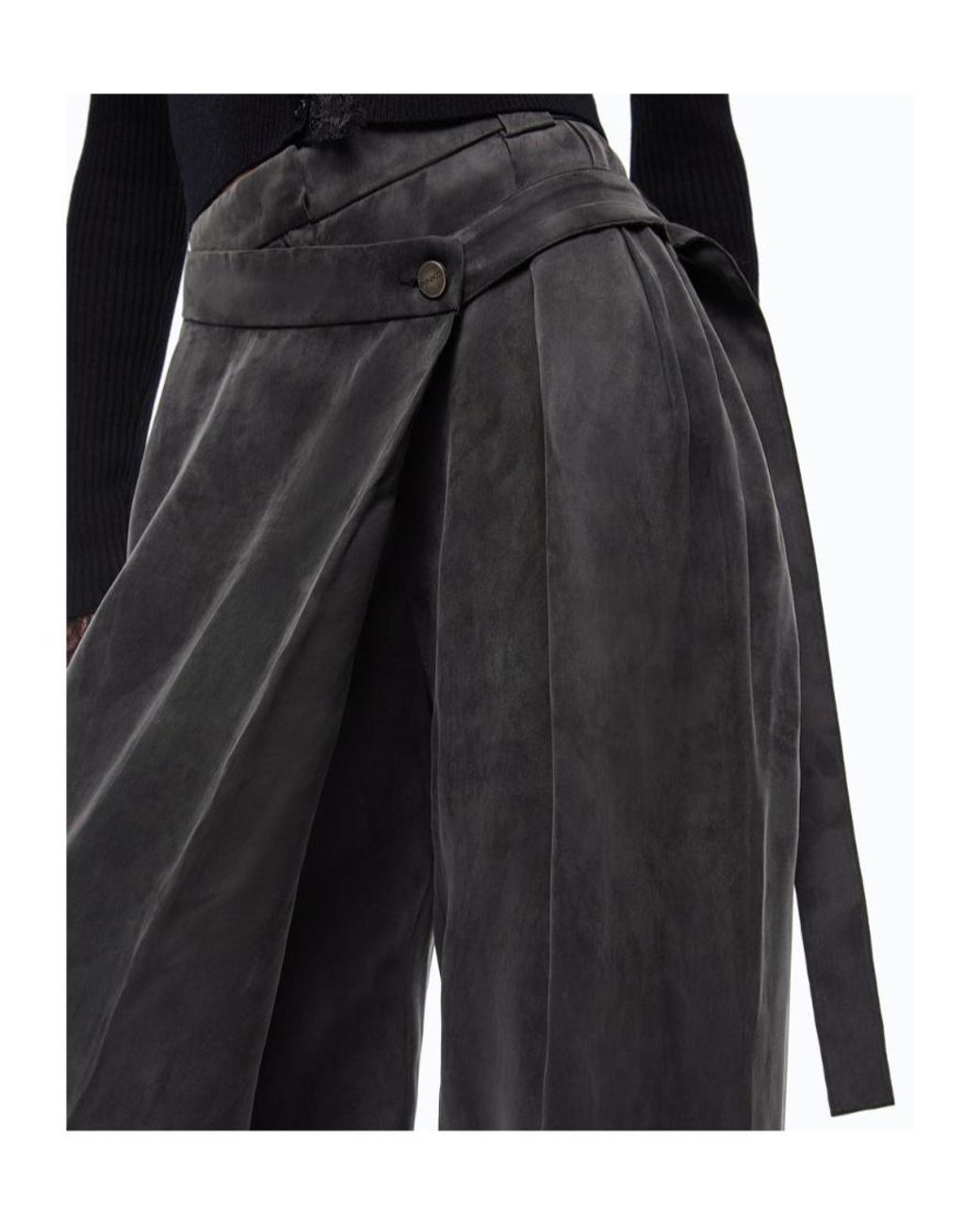 Pinko Black Asymmetric Wrap Wide-Leg Pants