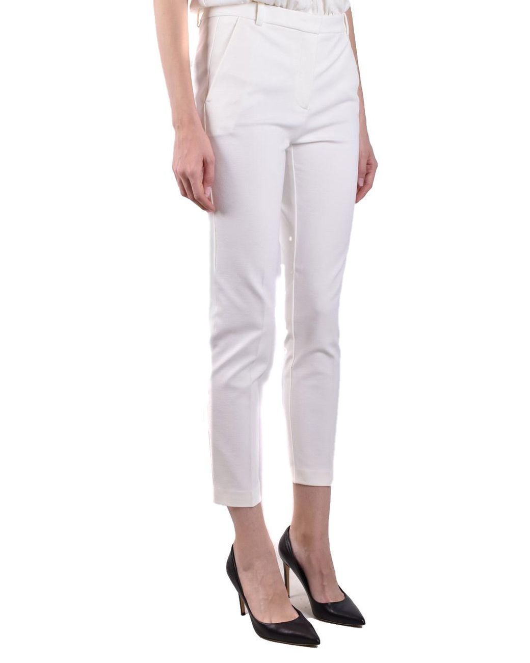 Pinko White Belt-Loop Casual Trousers
