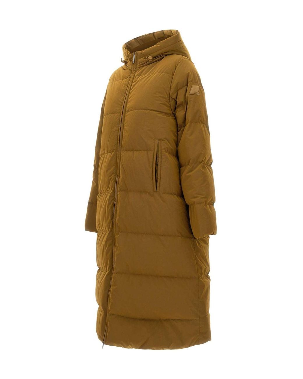 K-Way Natural Quilted Hooded Long Coat
