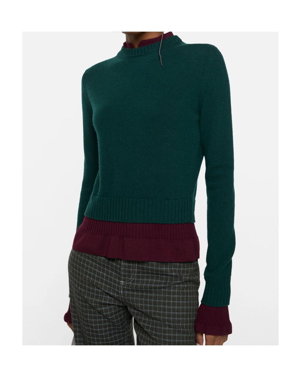 Acne Green Ruffled Layered-Effect Sweater