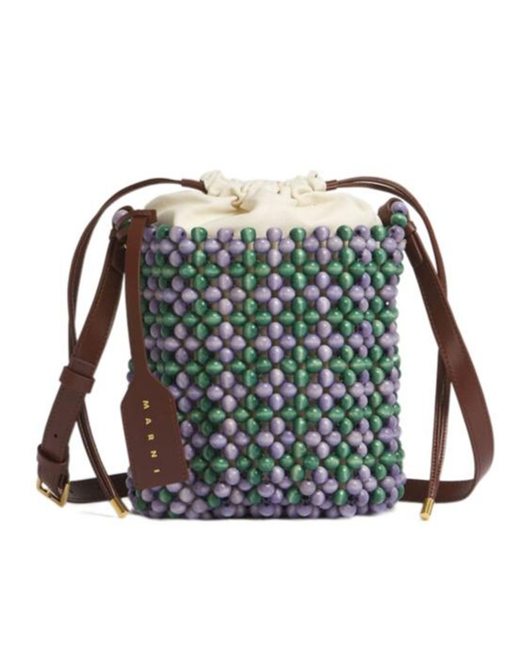 Marni Green Beaded Bucket Bag