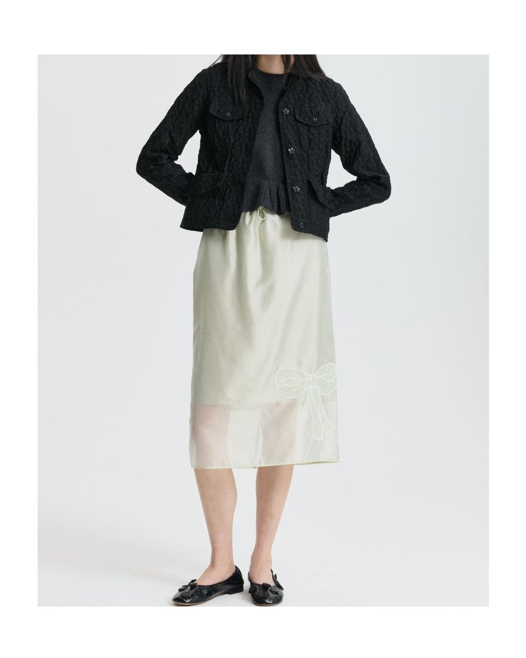 CECILIE BAHNSEN Natural Elastic Waist Midi Skirt