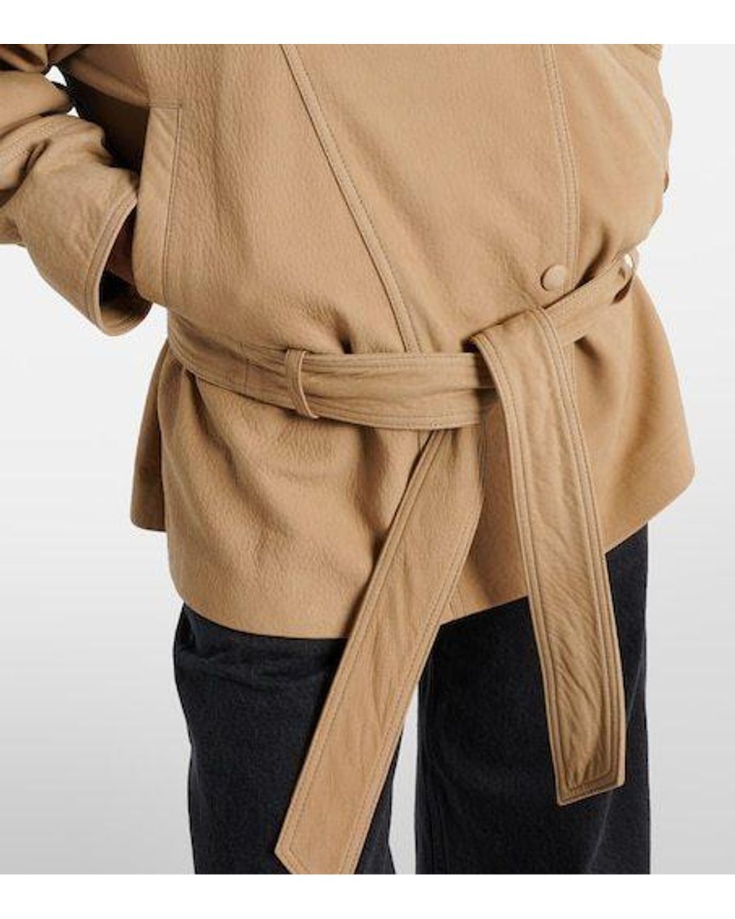 Nour Hammour Natural Comfortable Oversized Leather Jacket