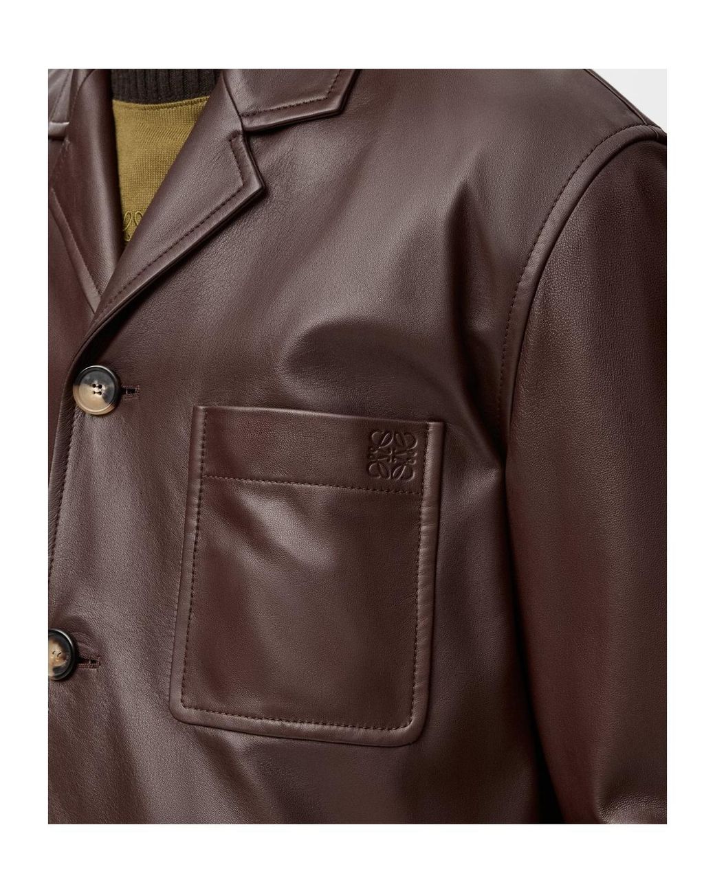 Loewe Brown Anagram Leather Jacket for men
