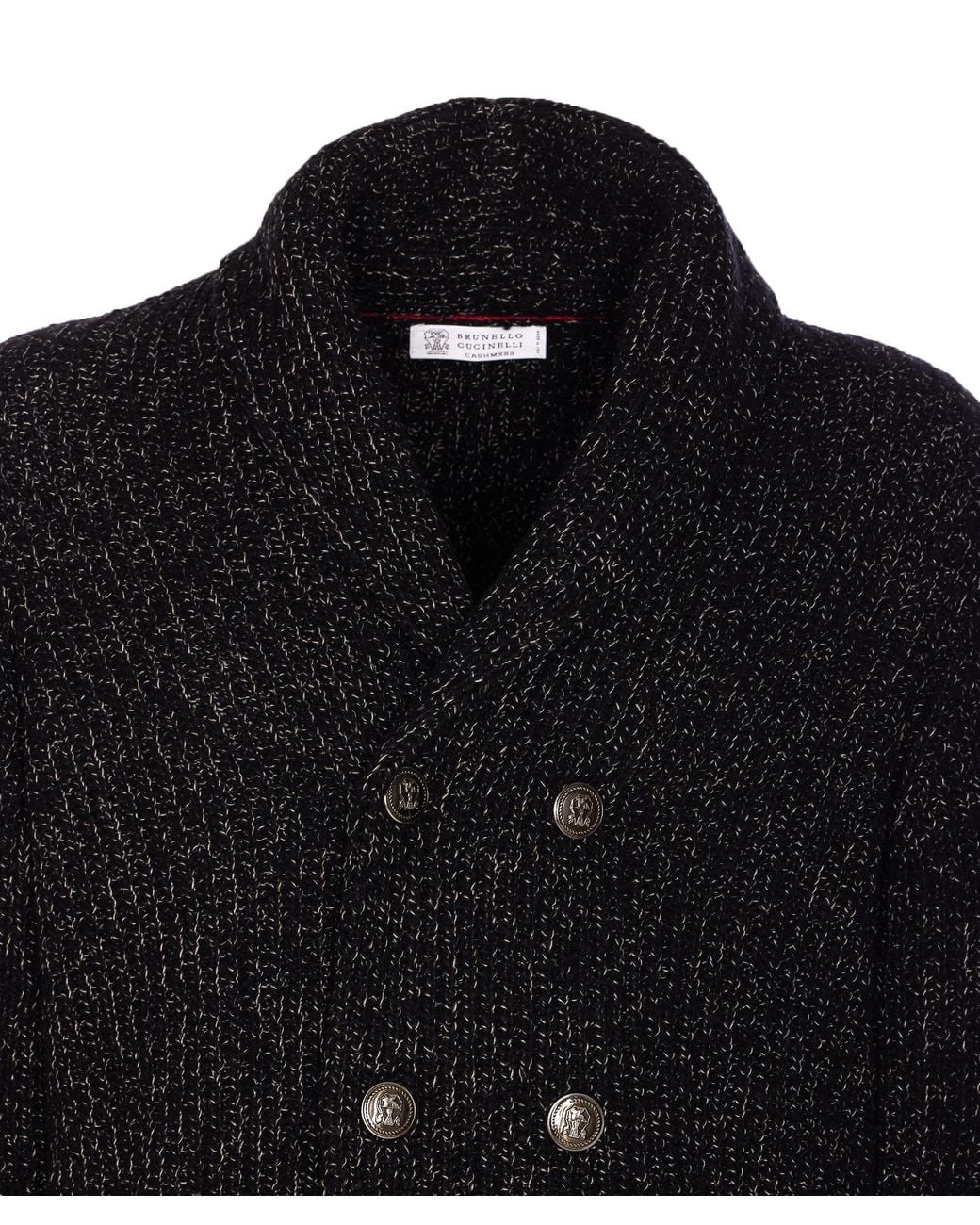 Brunello Cucinelli Black Long-Sleeved Double-Breasted Cardigan for men