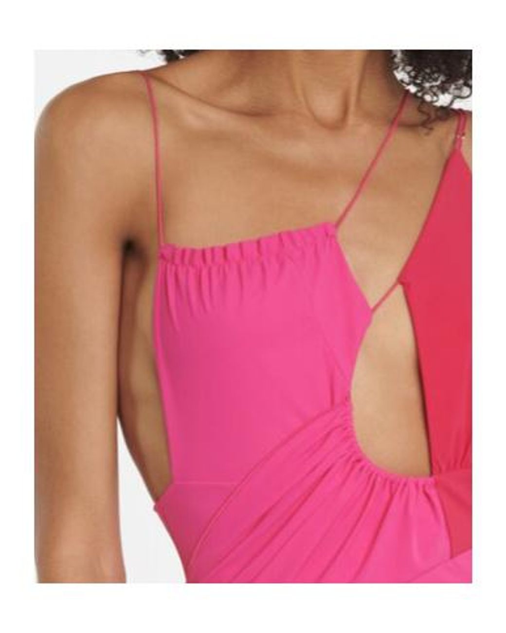 Nensi Dojaka Pink Cutout Asymmetric Swimsuit