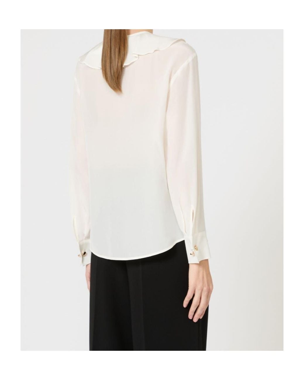 Max Mara White Studio Epica Ruffle Detailed Crewneck Top