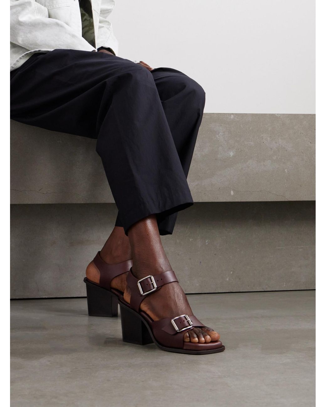 Lemaire Brown 90Mm Leather Sandals