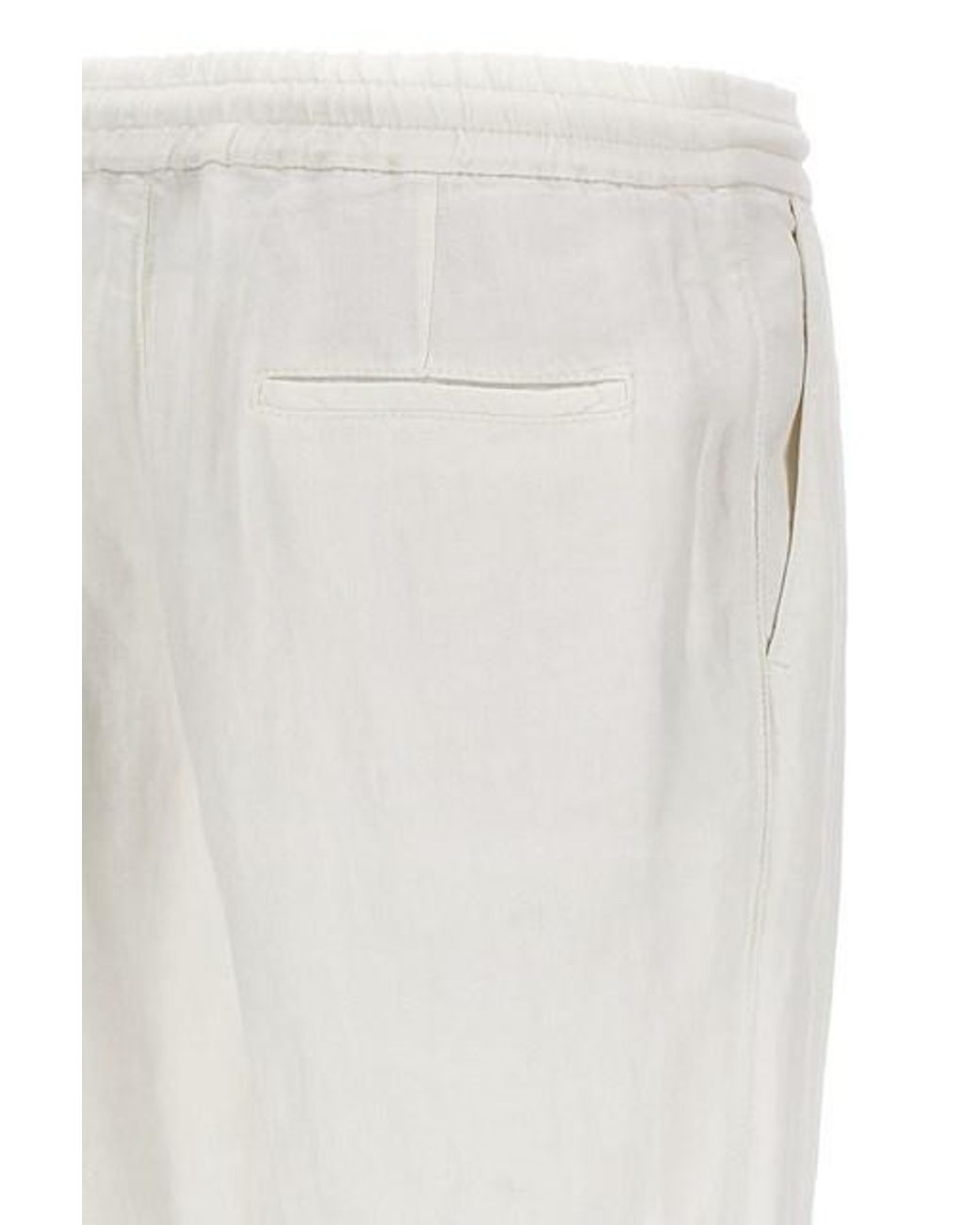 Brunello Cucinelli White Elasticated Waistband Drawstring Pants for men