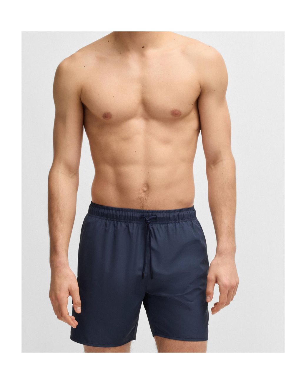 Boss Blue Boss Logo Patch Drawstring Swim Shorts for men