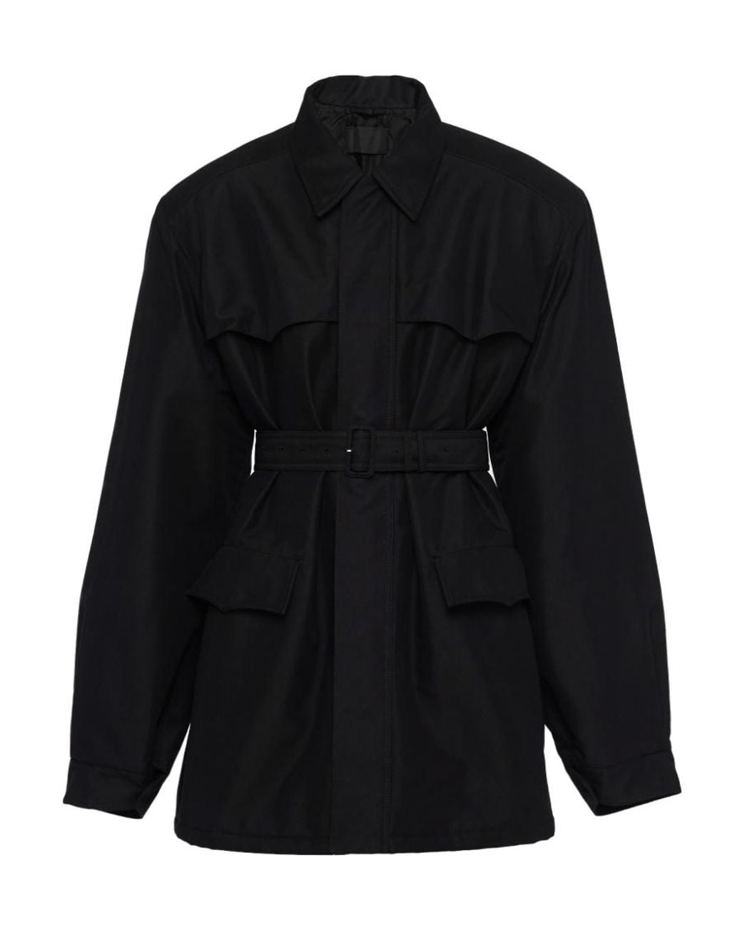 Prada Black Long Sleeved Belted Waist Jacket for men