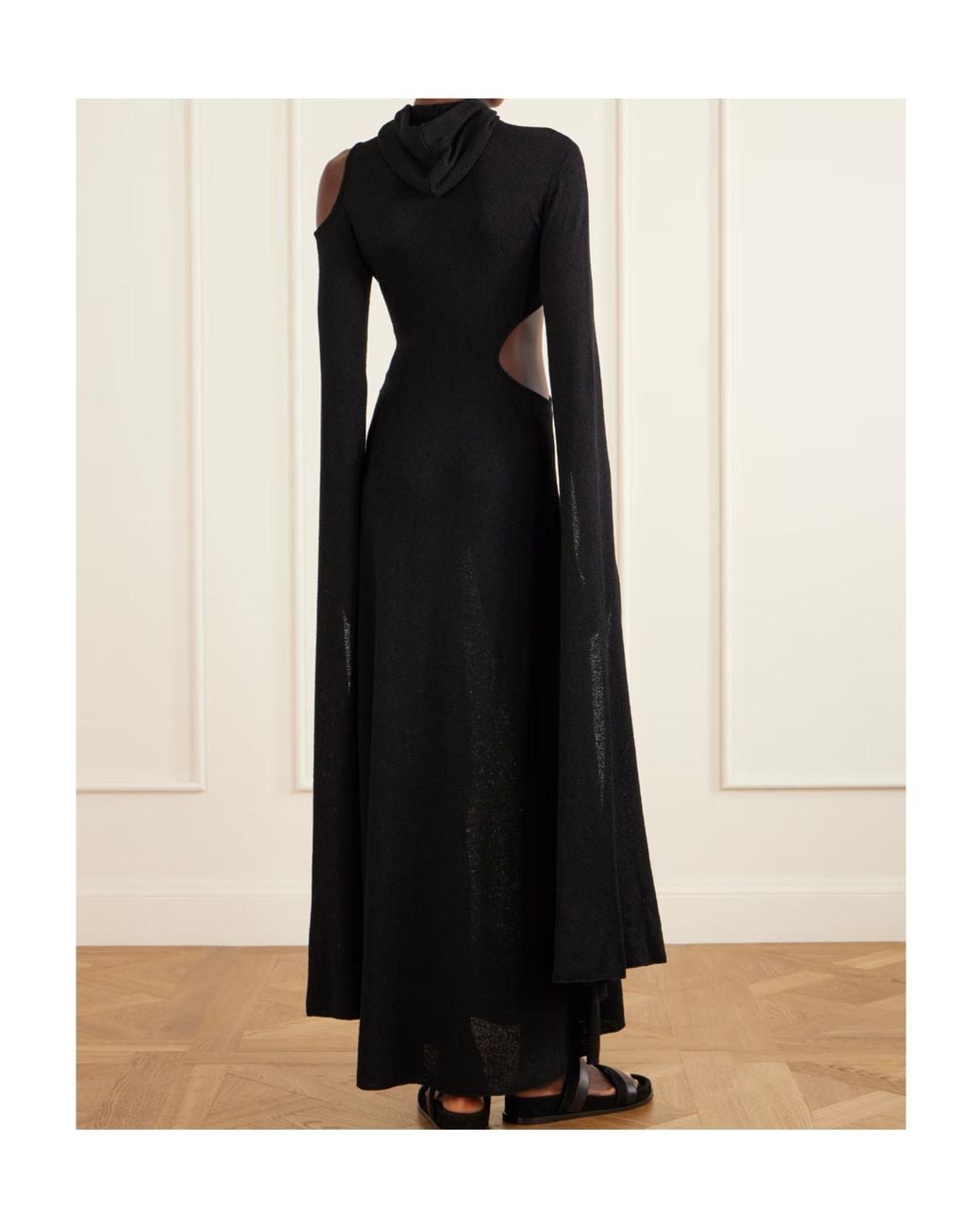 Gabriela Hearst Black Daya Hooded Cutout Silk Maxi Dress