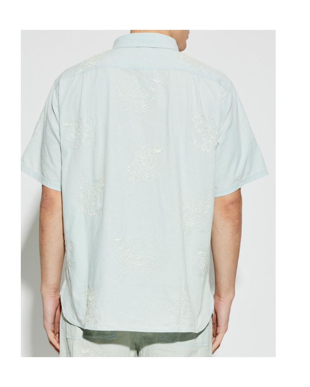 KENZO Blue Embroidered Button-Up Shirt for men