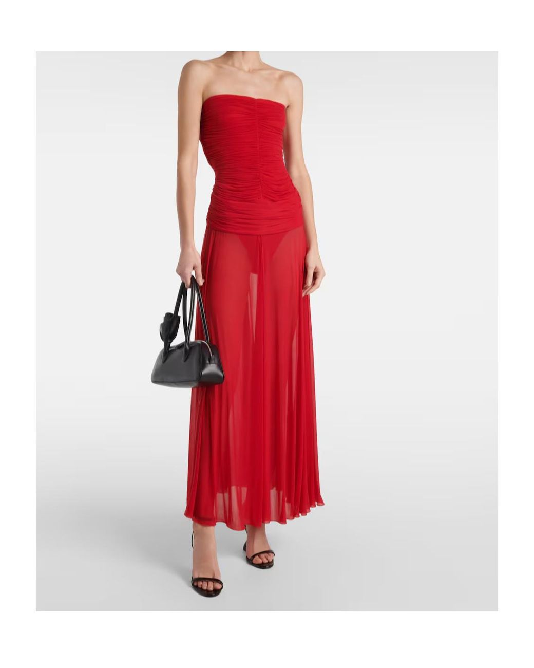 Magda Butrym Red Ruched Cocktail Dress