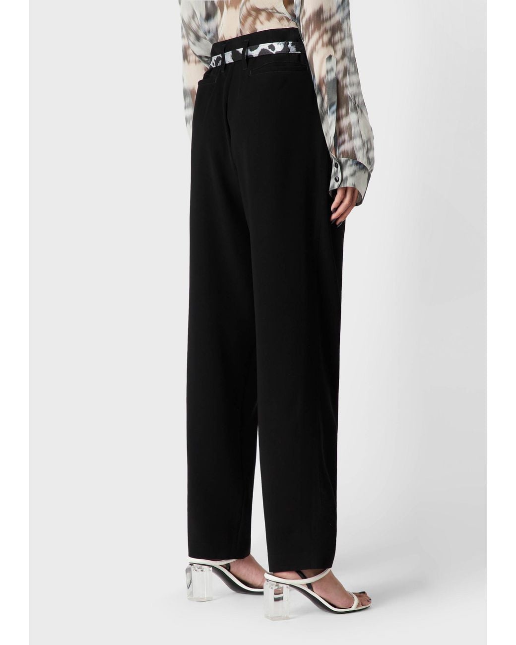 Giorgio Armani Black Belt Ring Casual Pants