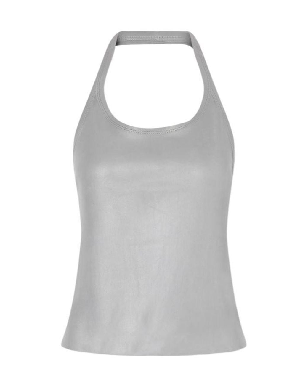 Stouls Gray Leather Neck-Hanging Top