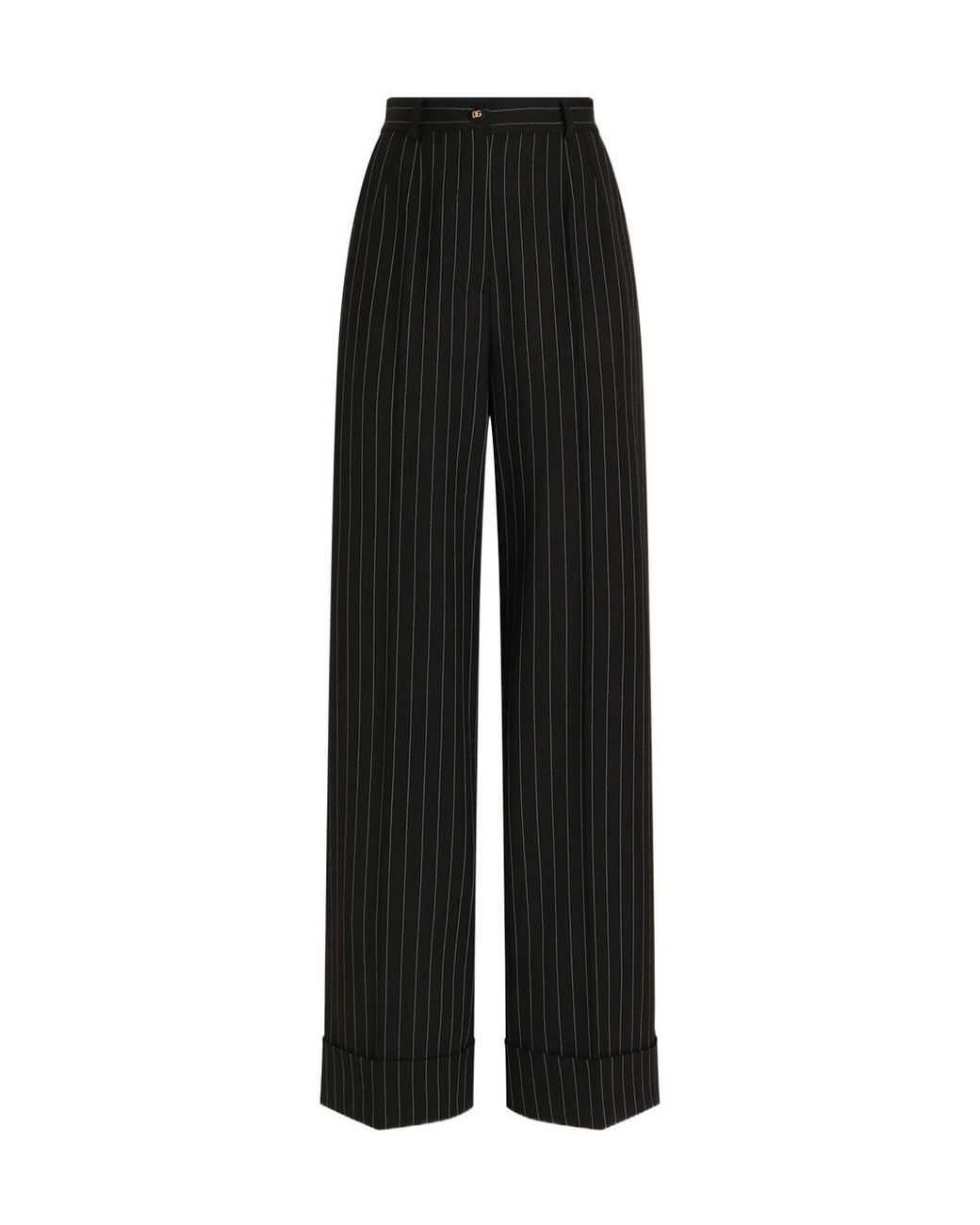 Dolce & Gabbana Black Stretch-Wool Pinstripe Trousers
