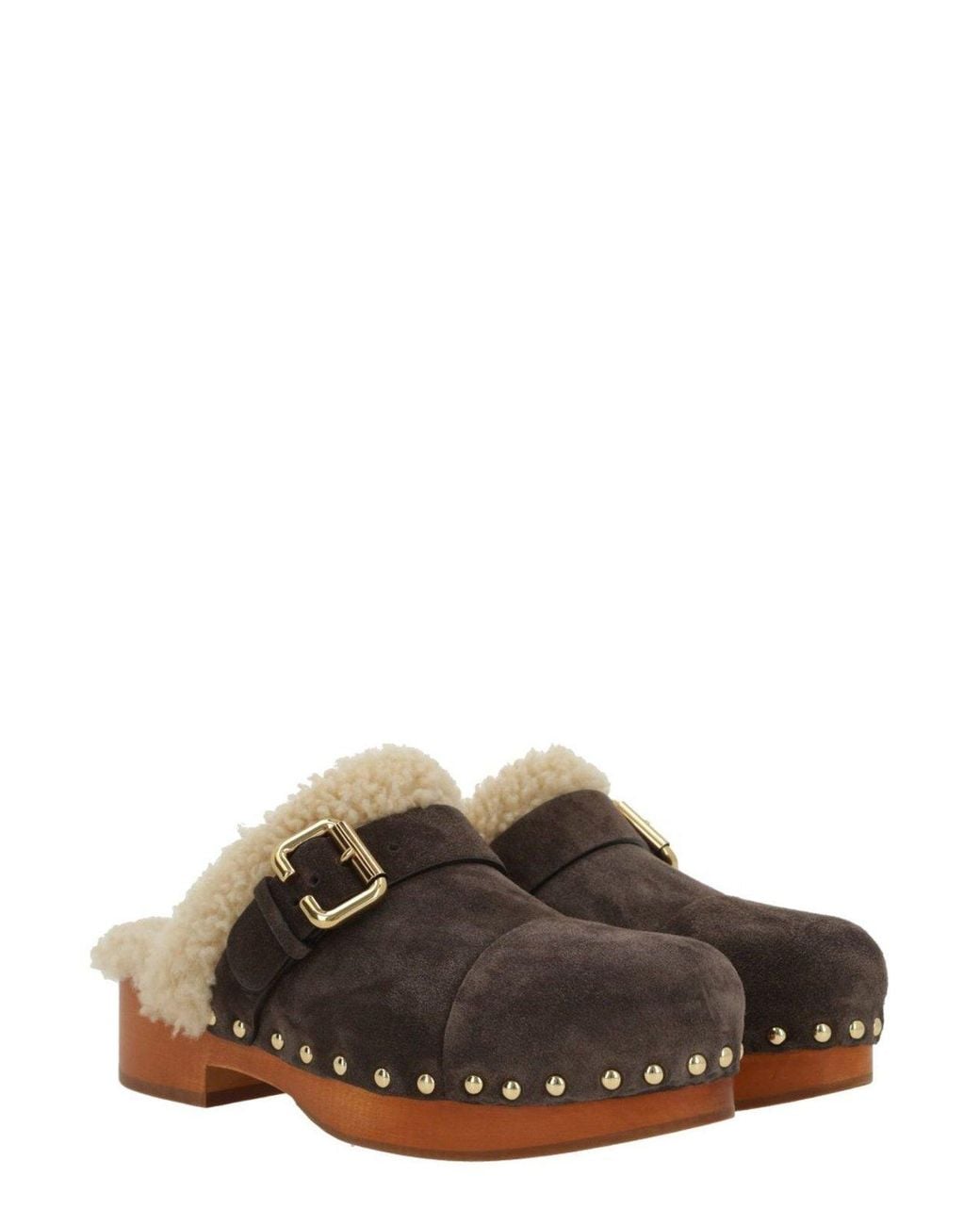 Chloé Multicolor Jeannette Suede & Shearling Clog