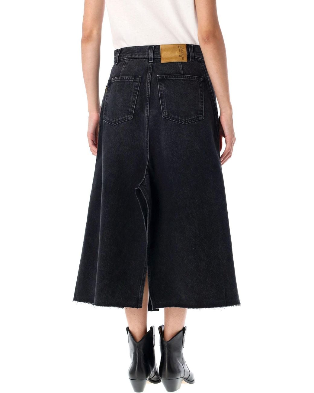 Haikure Black Stacy Slit-Detailed Denim Skirt