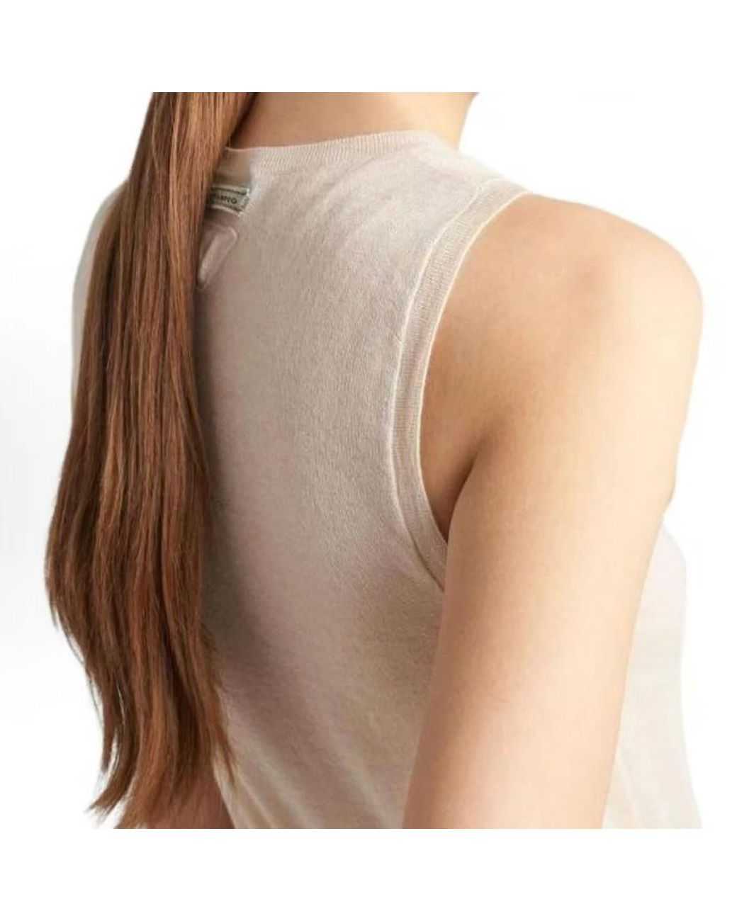 Prada Natural V-Neck Buttoned Tank Top