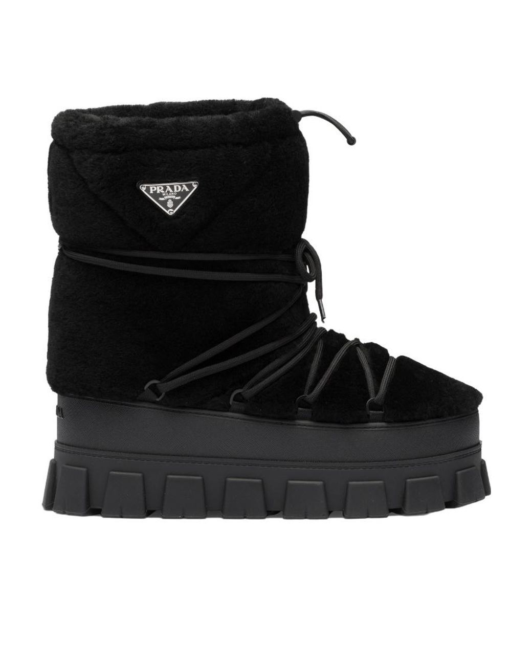 Prada Black Logo Plaque Ankle Boots for men