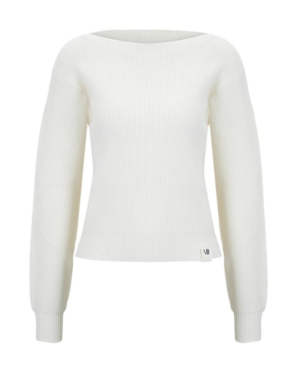 Victoria Beckham White Long-Sleeve Solid-Color Knit Top