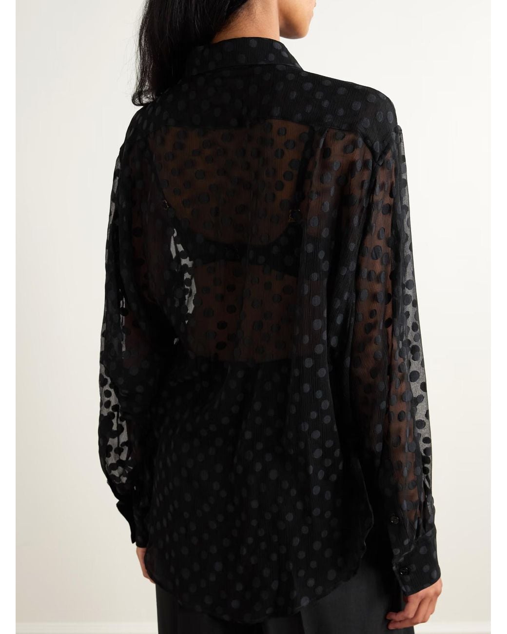 Stella McCartney Black Sheer Polka Dot Chiffon Shirt