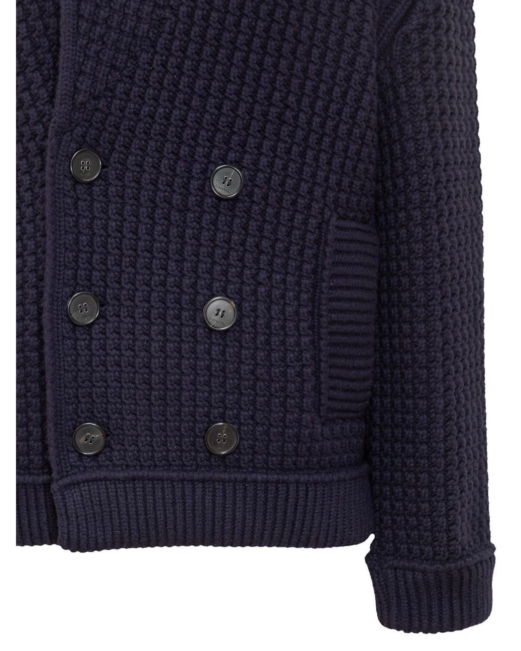Lanvin Blue Double-Breasted Chunky Knitted Cardigan for men