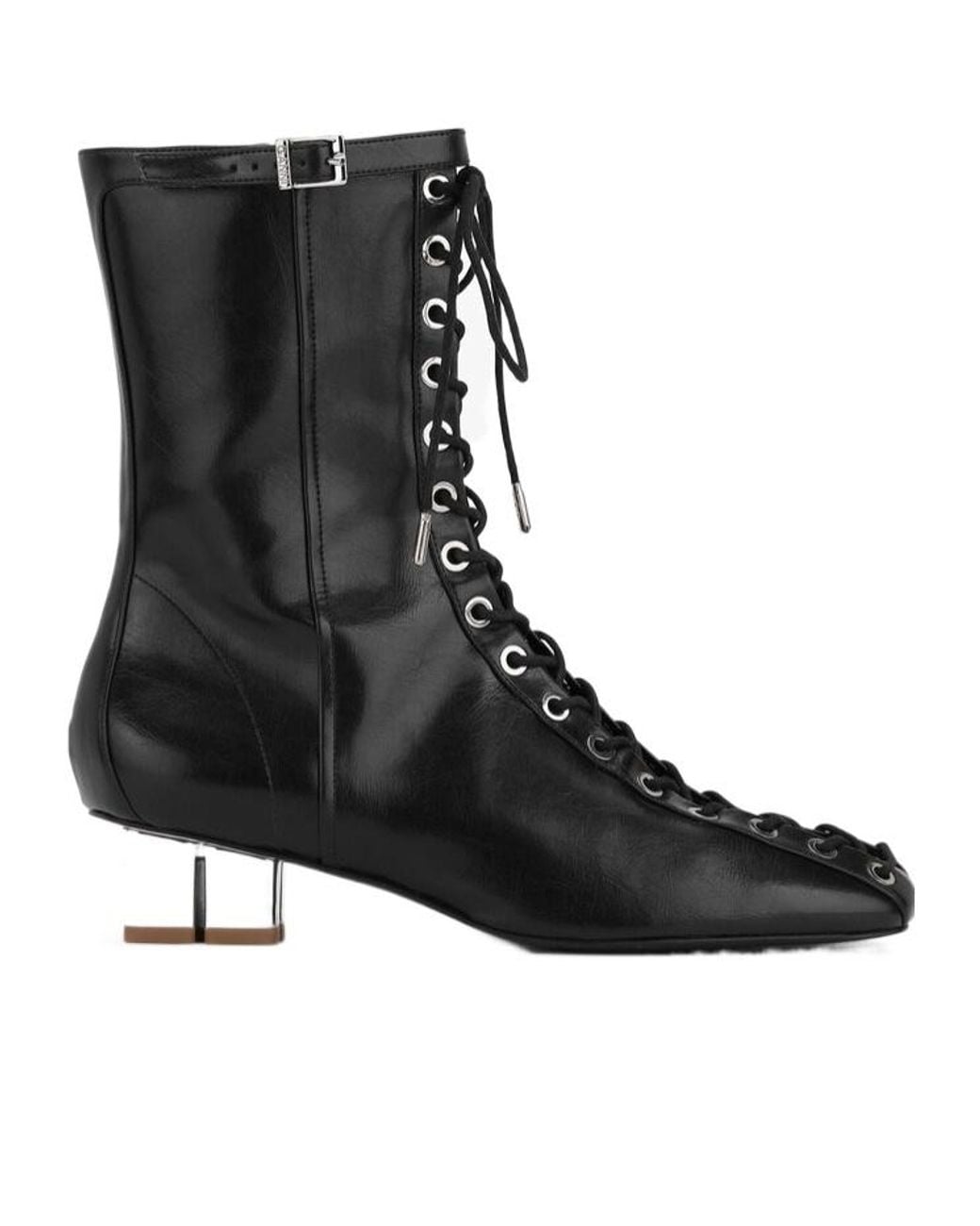 Ganni Black Lace-Up Ankle Boots