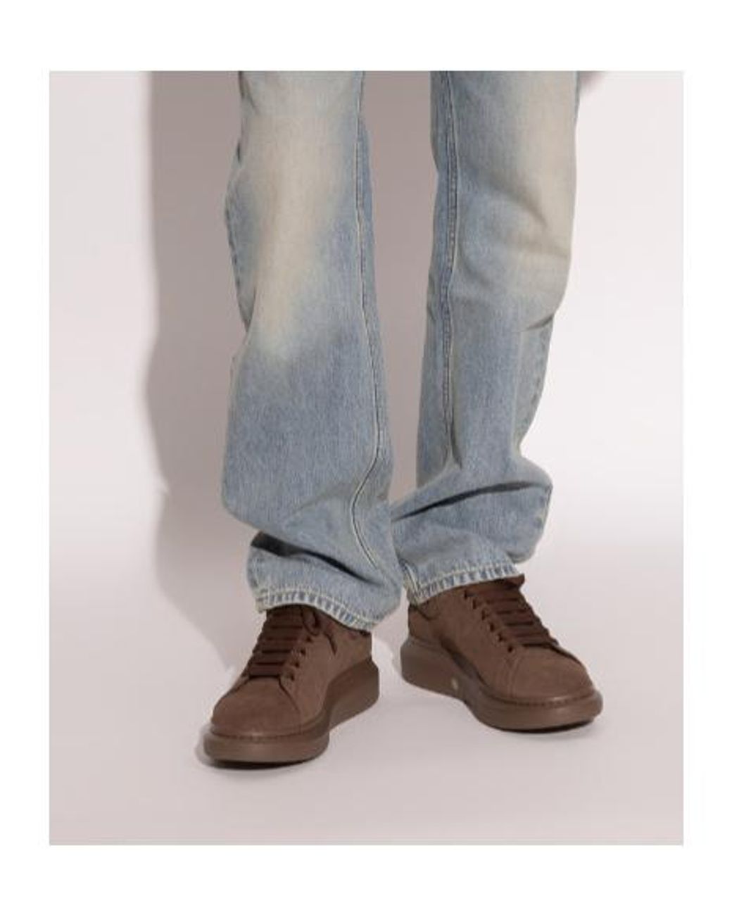 McQueen Brown Oversized Lace-Up Sneakers for men