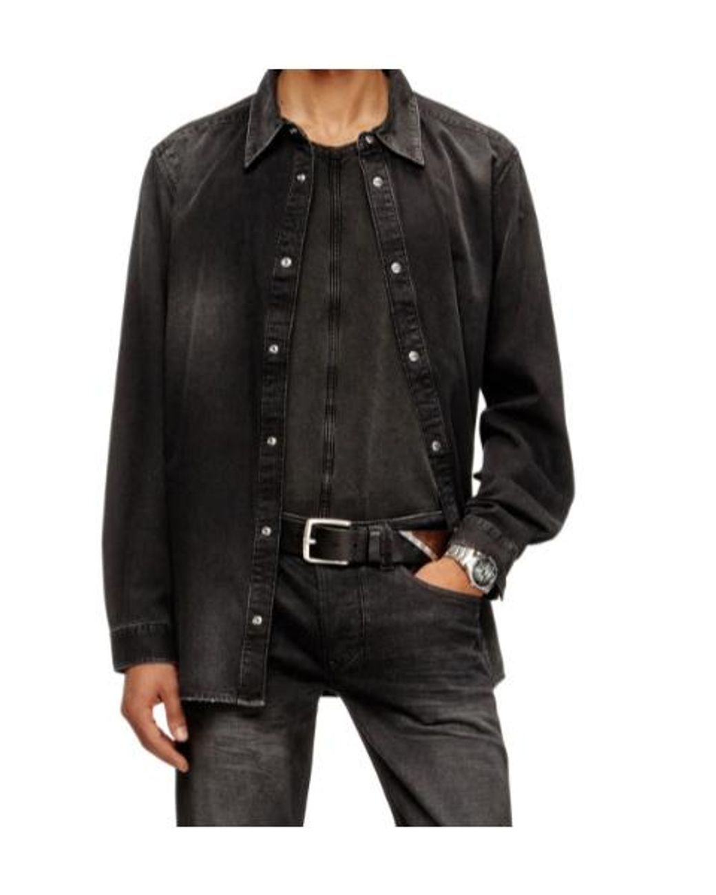 DIESEL Black D-Simply Long-Sleeve Denim Shirt for men