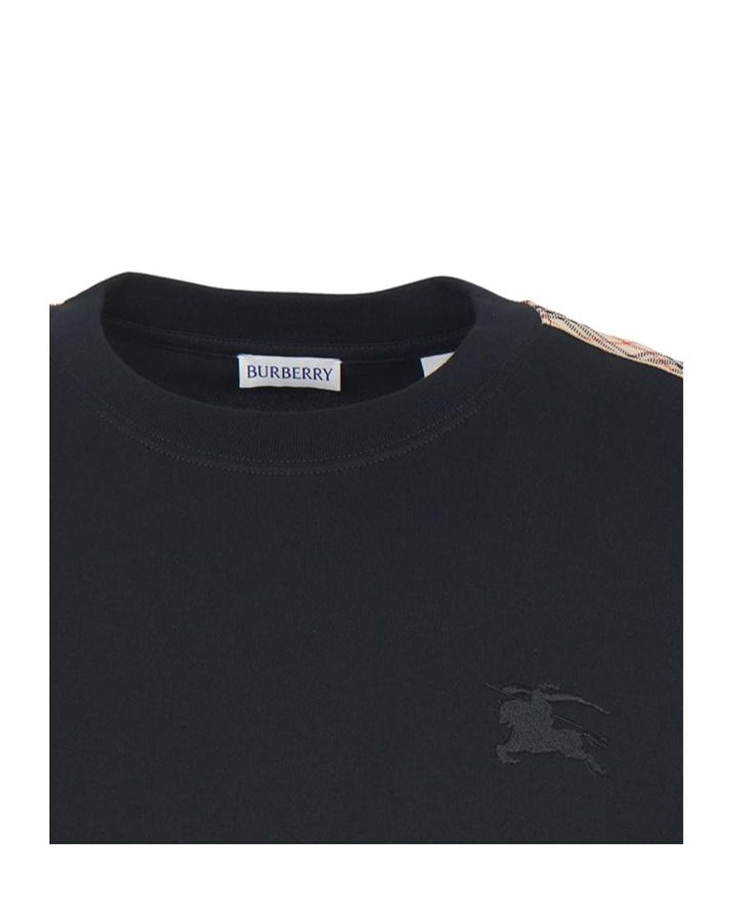 Burberry Black Apos;S Check-Trim Cotton T-Shirt for men