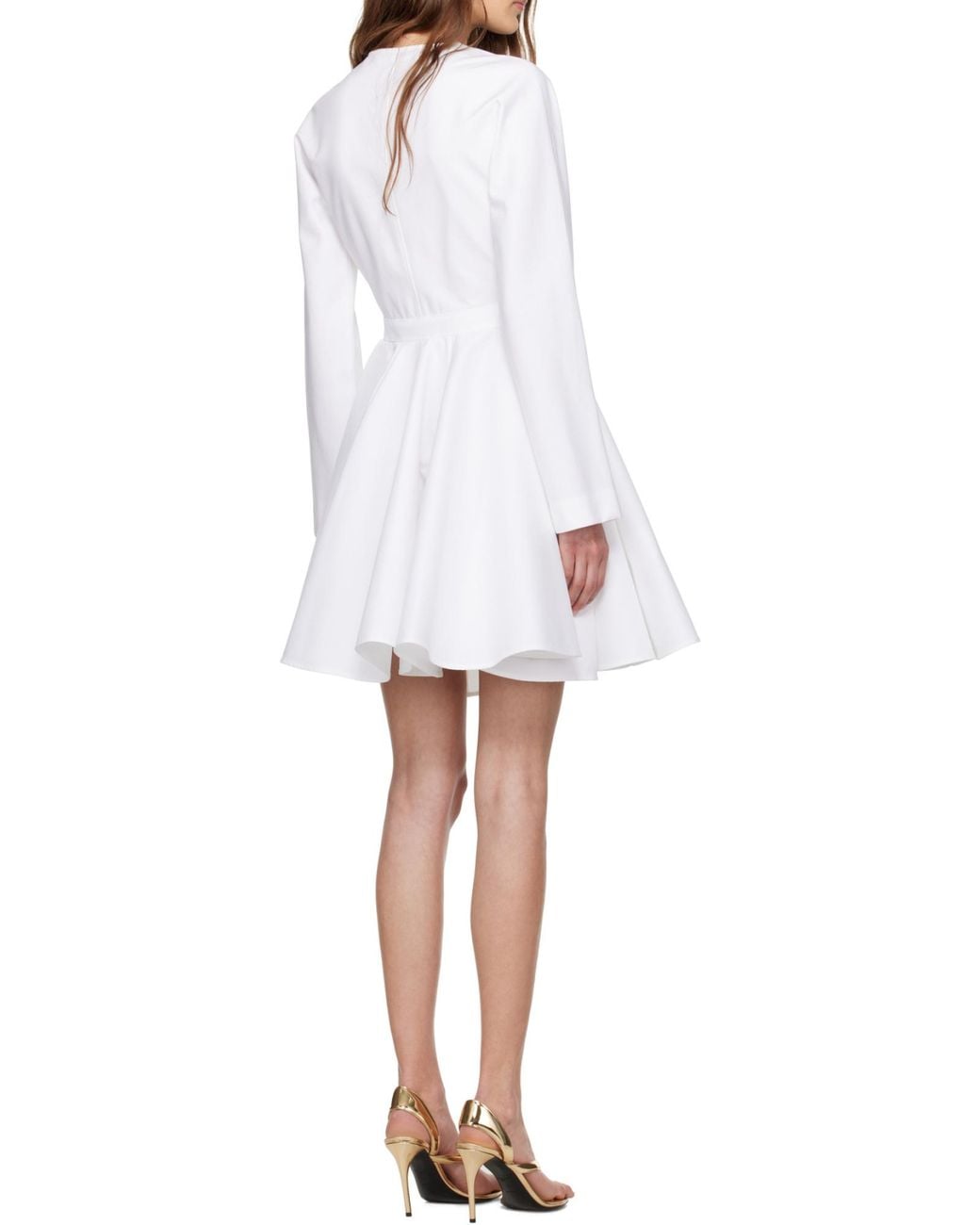 Alaïa White Alaïa Asymmetrical V-Neck Short Dress