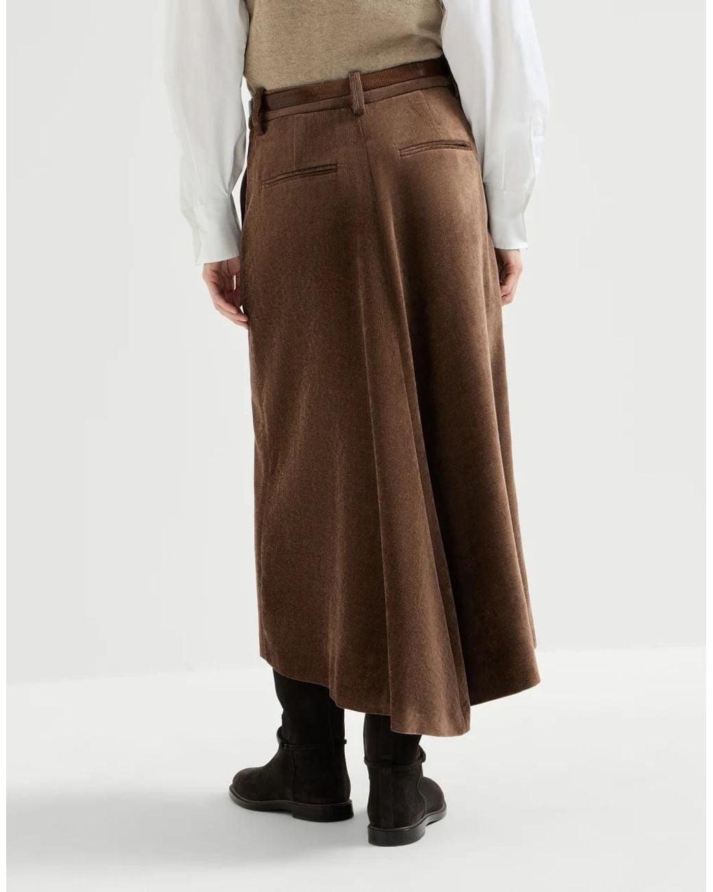 Brunello Cucinelli Brown Flared Midi Skirt