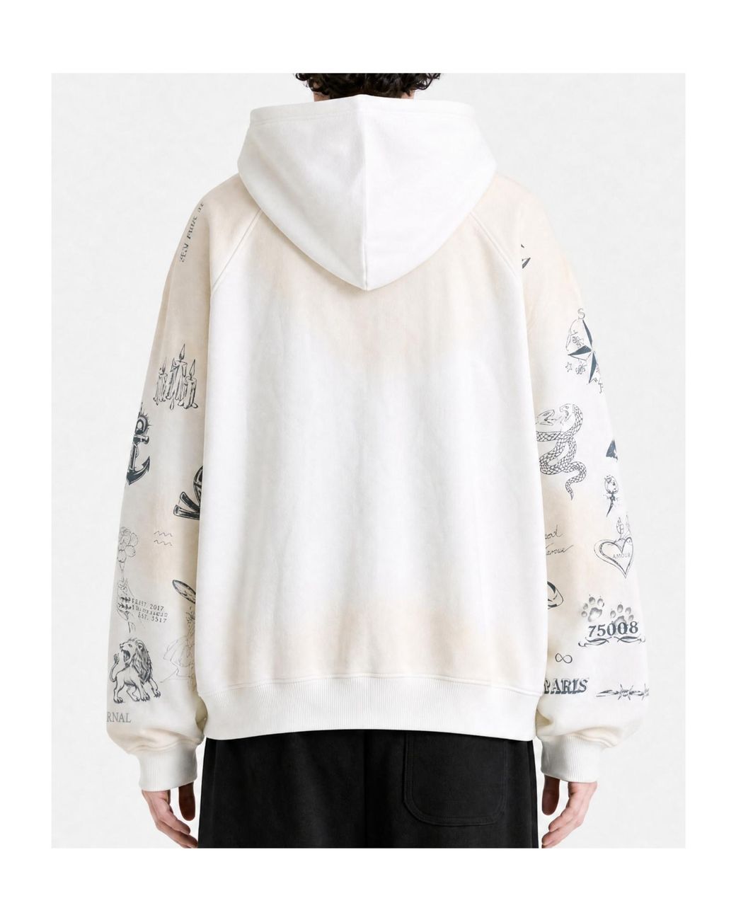 Balenciaga White Distressed Classic Ink Zipped Hoodie for men