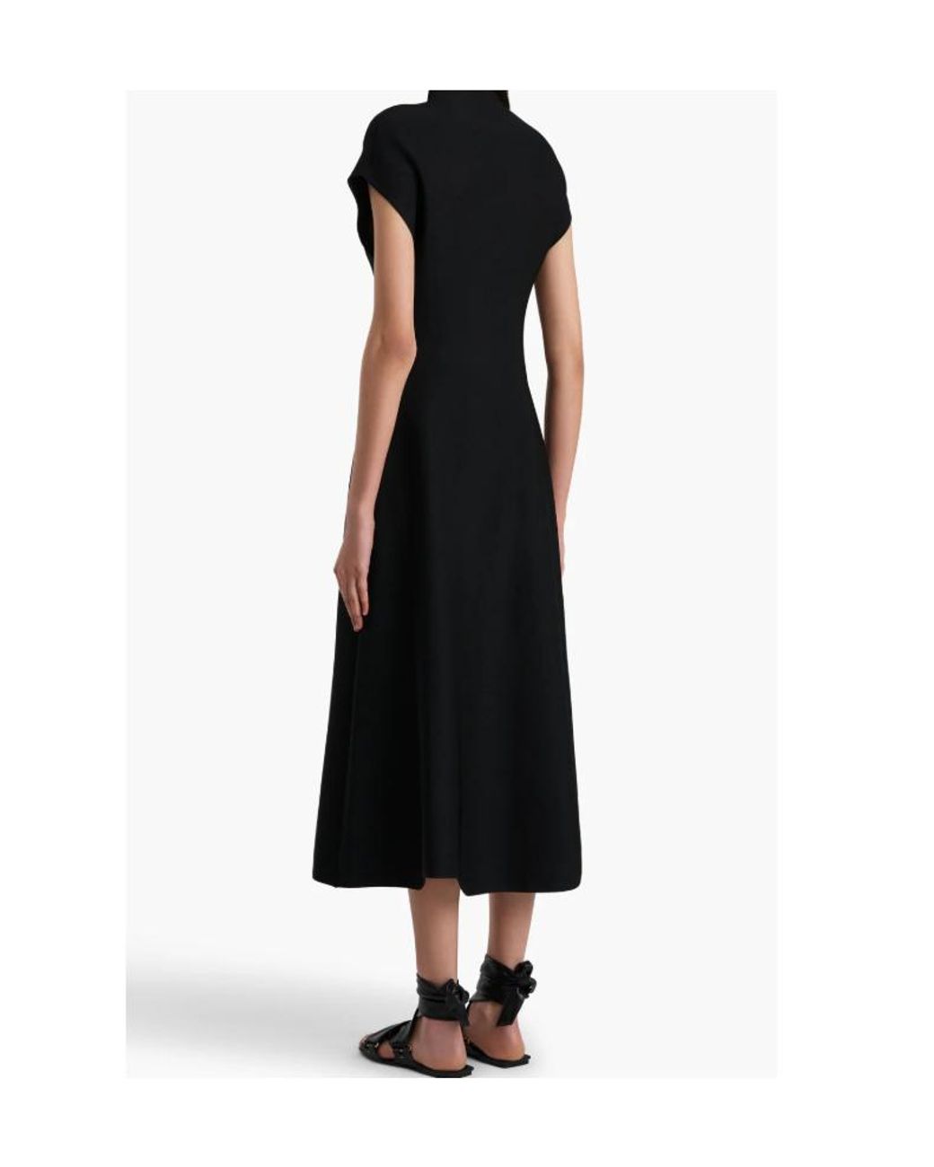 Khaite Black Lyra High-Neck Knitted Midi Dress