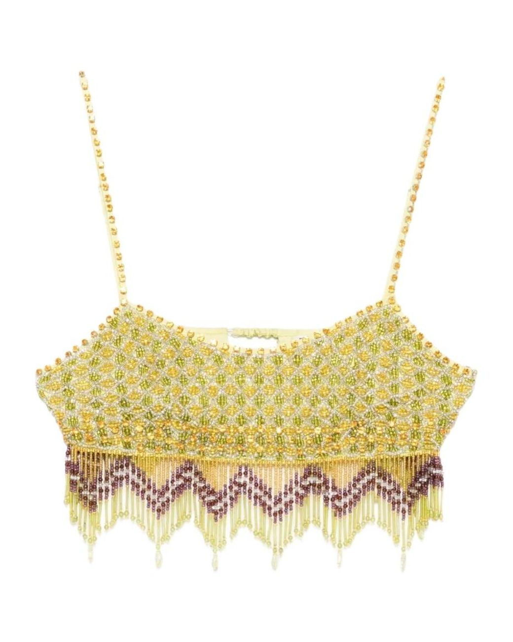 Bode Yellow Beaded Tassel Top