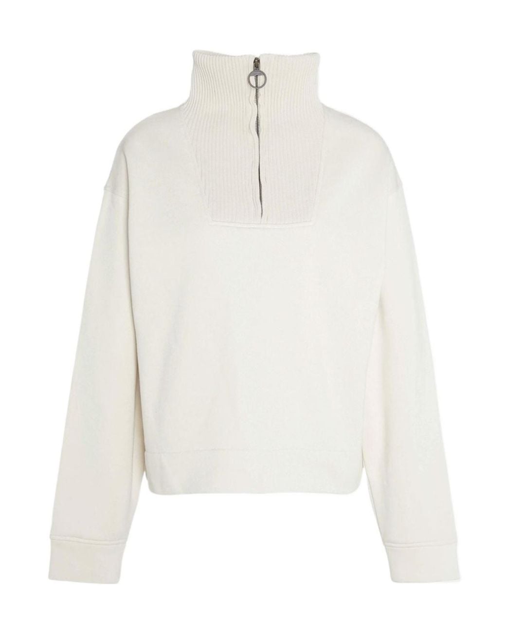 Barbour White Fleur Half-Zip Sweatshirt