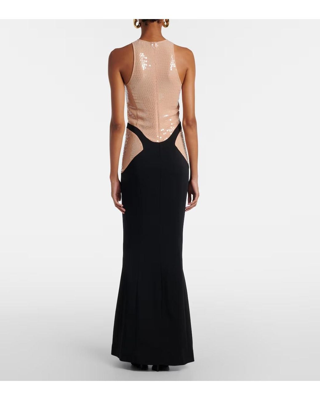 Mugler Black Sequin Ruffle Dress