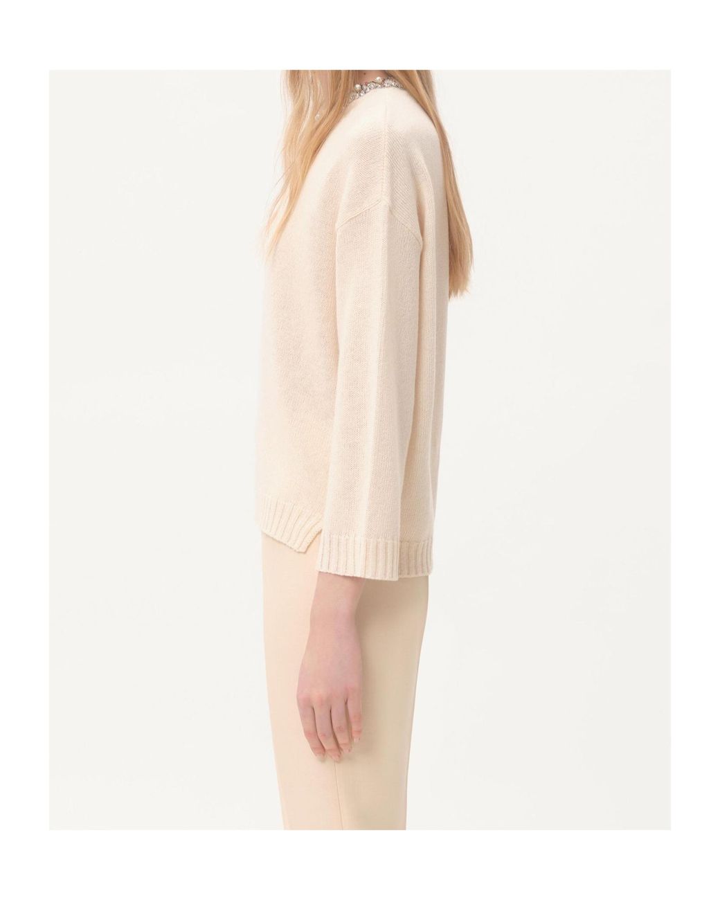 Valentino Natural Embellished Long-Sleeved Jumper