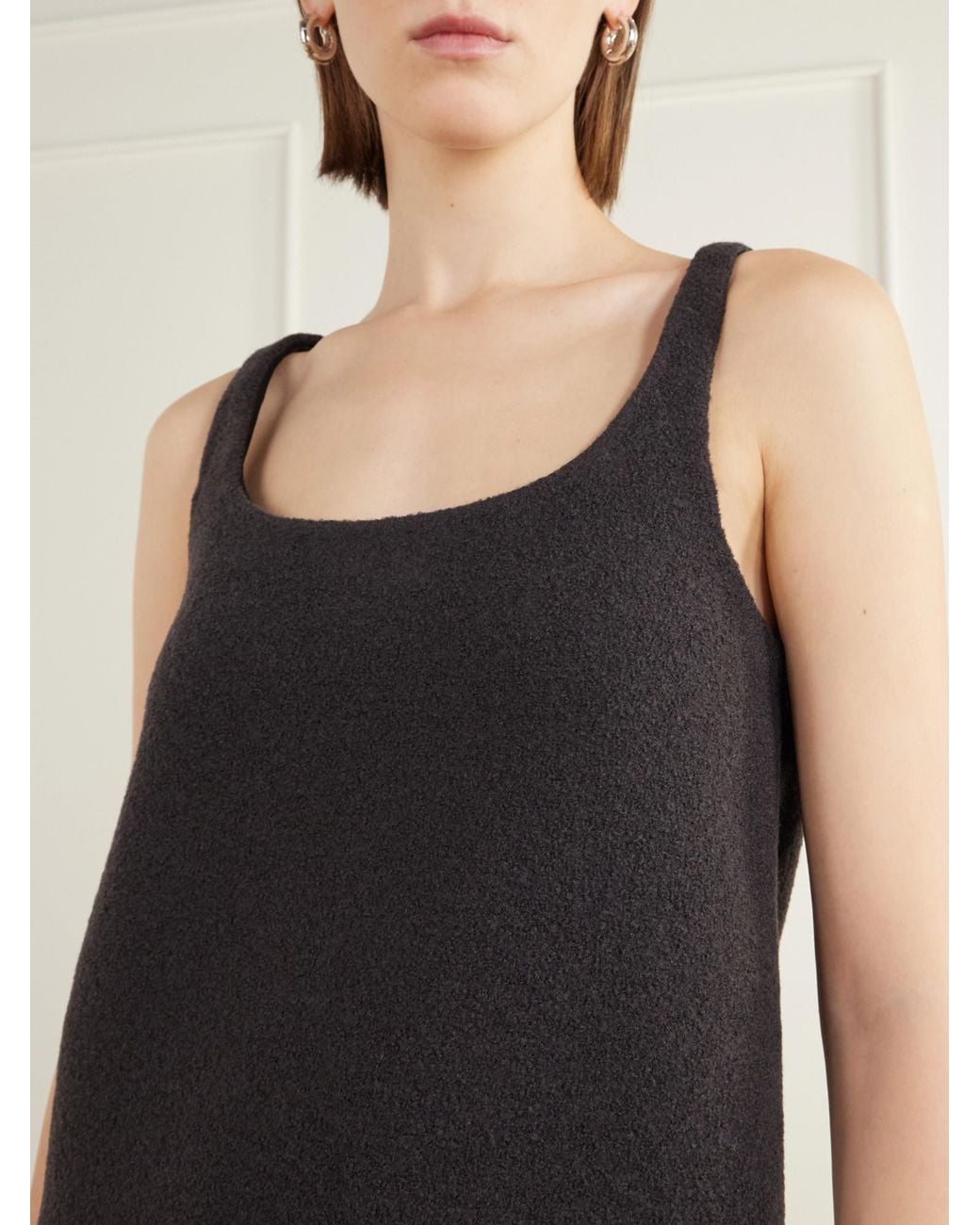 Rier Black Felted Wool-Fleece Midi Dress