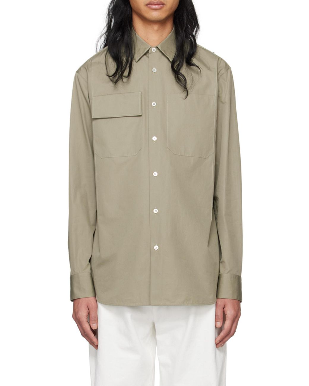Jil Sander Natural Buttoned Long-Sleeved Shirt for men
